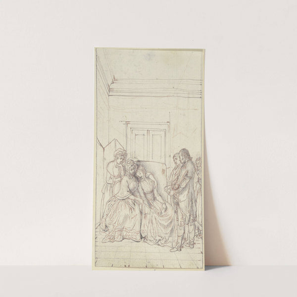 Clarissa sitzt, ermattet zusammengesunken by Daniel Nikolaus Chodowiecki