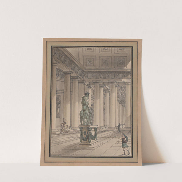 Classical Interior with a Statue of Hercules by Jean-Arnaud Raymond