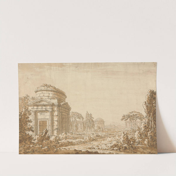 Classical Italian Landscape with Temples and a Ruined Aquaduct by Richard Cooper the Younger