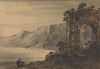 Classical Landscape with Two Figures on Lake Shore