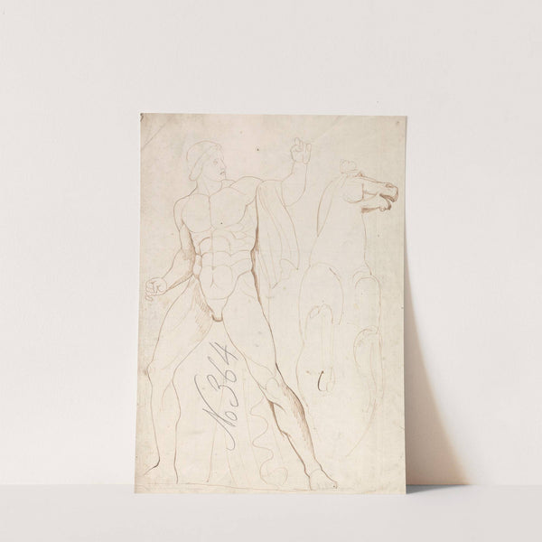 Classical Male Nude with a Rearing Horse by George Romney