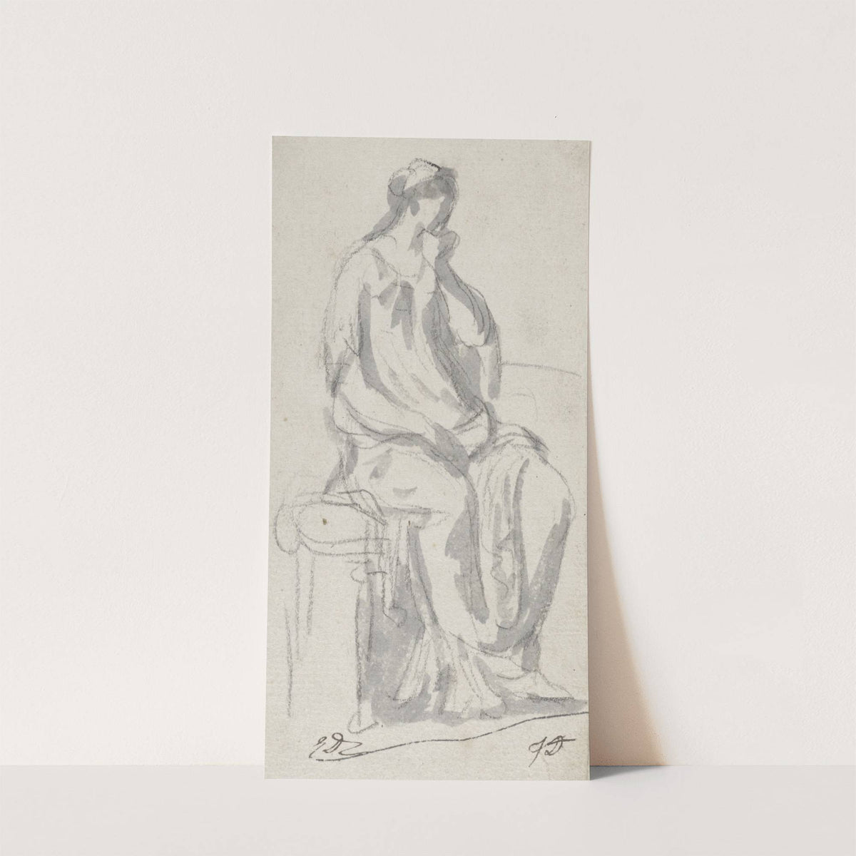 Classical Sculpture of a Pensive Woman by Jacques Louis David