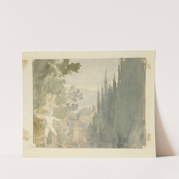 Classical statue of nude male in landscape by Stewart Watson