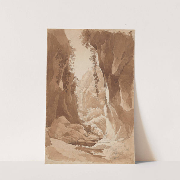 Cliffs Overhanging a River Gorge near Sorrento (recto) by Johann Joachim Faber