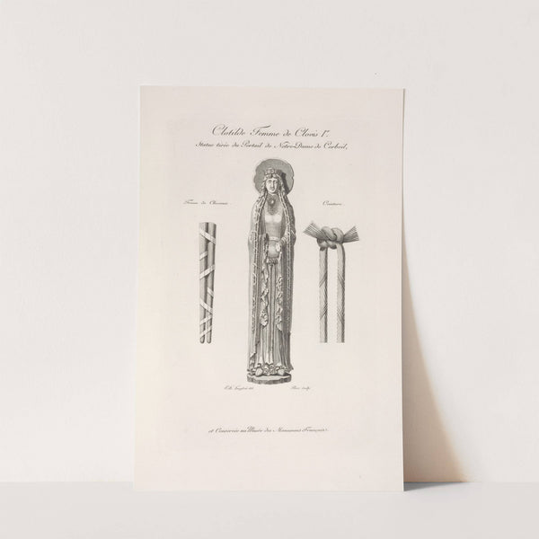 Clotilde femme de Clovis Ier. Statue tirée du portail de Notre-Dame de Corbeil, et conservée au musée des monumens français. (1839) by Nicolas Xavier Willemin