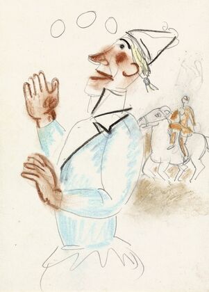 Clown en ruiter te paard