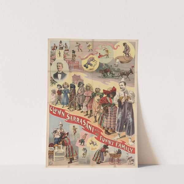 Clown Sarrasani with his funny family (1897) by Adolf Friedländer Lith.