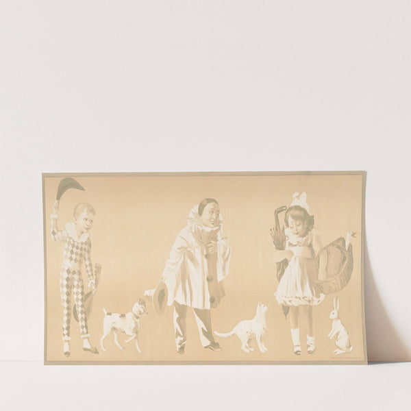 Clowns saying hi to a girl with a basket (1905) by Jean de Paleologue