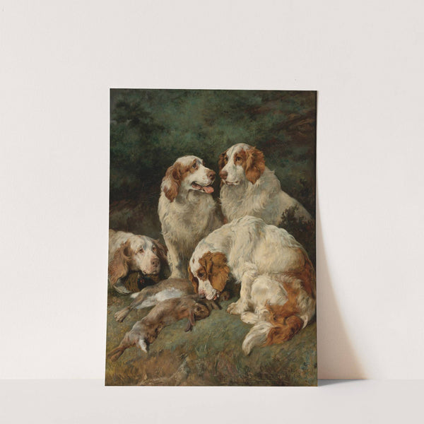 Clumber Spaniels With The day's Bag by John Emms