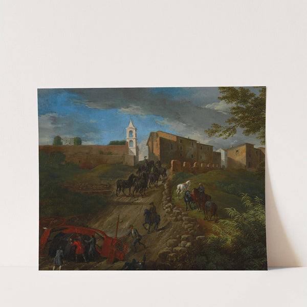 Coach and Travelers at Madonna del Riposo Near Rome by Pieter van Bloemen