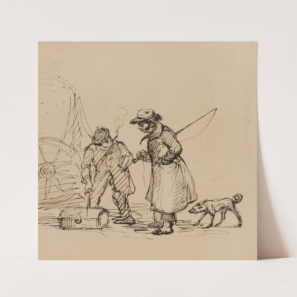 Coachman, man smoking cigar, and dog (1843) by Felix Octavius Carr Darley