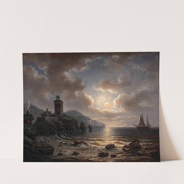 Coast At Night With Lighthouse by Albert De Marees