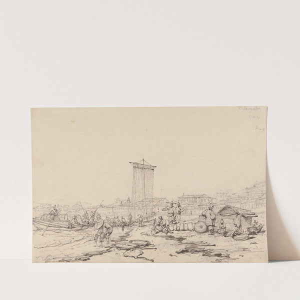 Coast Scene with Fishermen and Buildings, Macao by George Chinnery