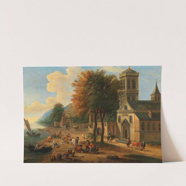 Coastal landscape with fishermen unloading their catch by Mathys Schoevaerdts