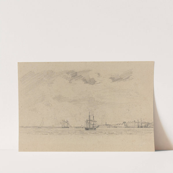 Coastal Landscape with Shipping (c. 1858) by Eugène Boudin