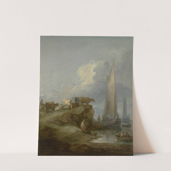 Coastal Scene with Shipping and Cattle by Thomas Gainsborough