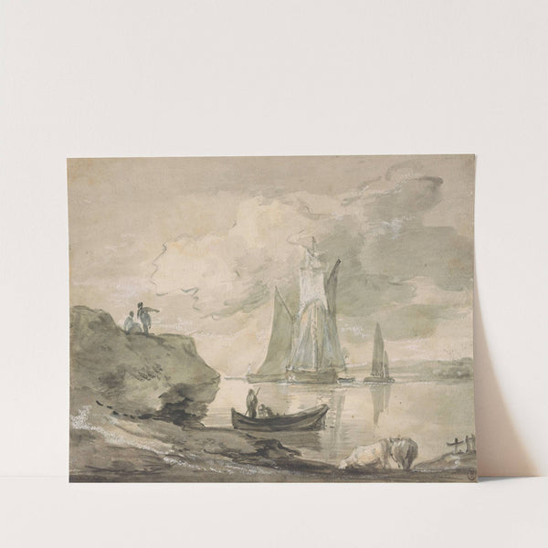 Coastal Scene with Shipping, Figures, and Cows by Thomas Gainsborough