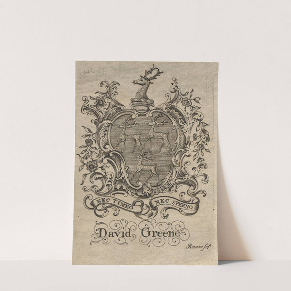 Coat of Arms with David Greene inscribed below by Paul Revere II