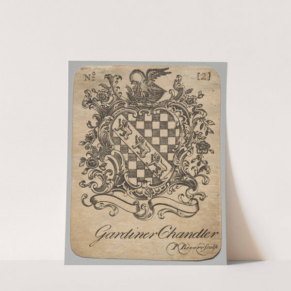 Coat of Arms with Gardiner Chandler inscribed below by Paul Revere II