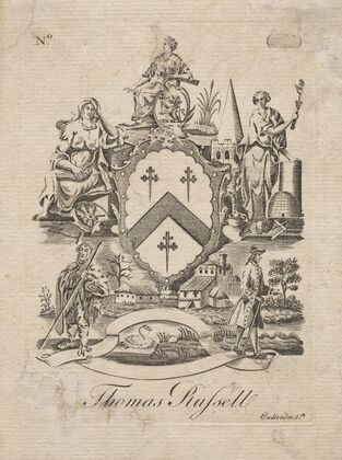 Coat of Arms with Thomas Russell inscribed below