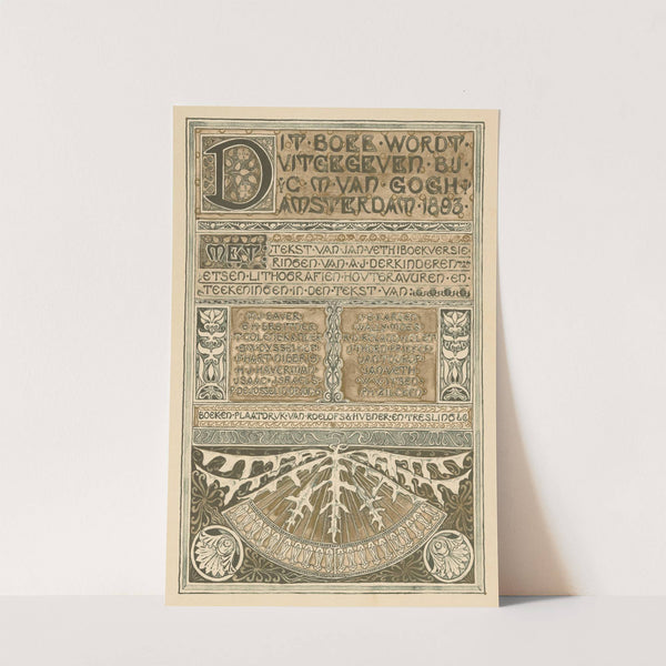 Colofon van Gedenkboek; Keuze-tentoonstelling van Hollandsche schilderkunst uit de jaren 1860-1892, gehouden te Amsterdam in Arti et Amicitiae by Antoon Derkinderen