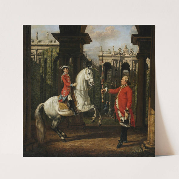 Colonel Königsfels teaching Prince Józef Poniatowski how to ride (1773) by Bernardo Bellotto