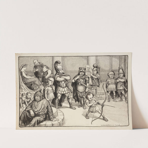 Columbia (a woman representing the United States) is seated on a throne surrounded by several politicians depicted as knights and nobles (1903) by William Henry Walker