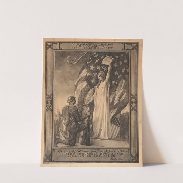 Columbia gives to her son the accolade of the new chivalry of humanity (1919) by Edwin Howland Blashfield