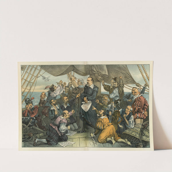 Columbus Cleveland and his mutinous crew – ‘This ship shall not turn back!’ (1885) by Bernhard Gillam