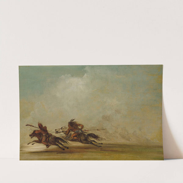 Comanche Warrior Lancing An Osage, At Full Speed by George Catlin