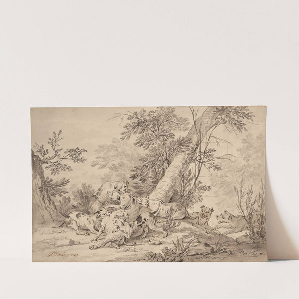 Combat de chiens en forêt by Jean-Baptiste Oudry