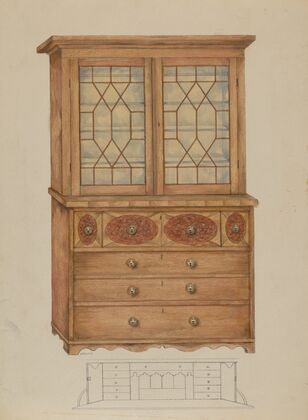 Combination Book Case, Desk, and Bureau