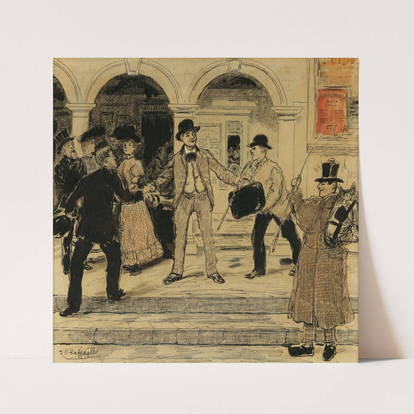 Comédien Arrivant Dans Une Ville De Province by Jean François Raffaëlli