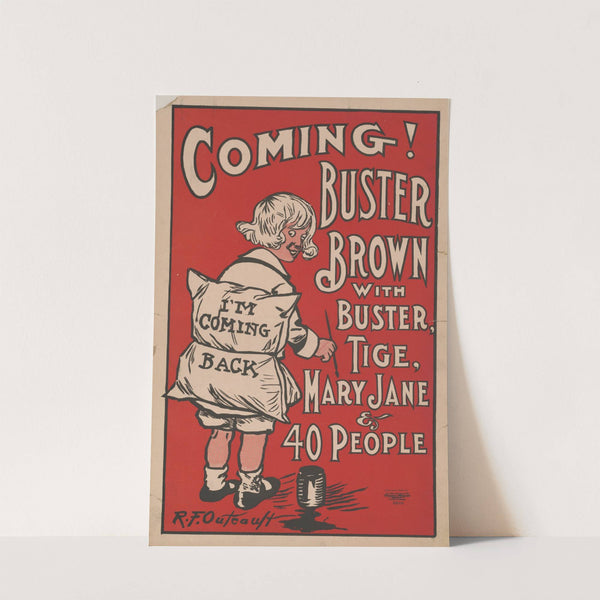 Coming! Buster Brown with Buster Tige, Mary Jane & 40 people by Richard Felton Outcault