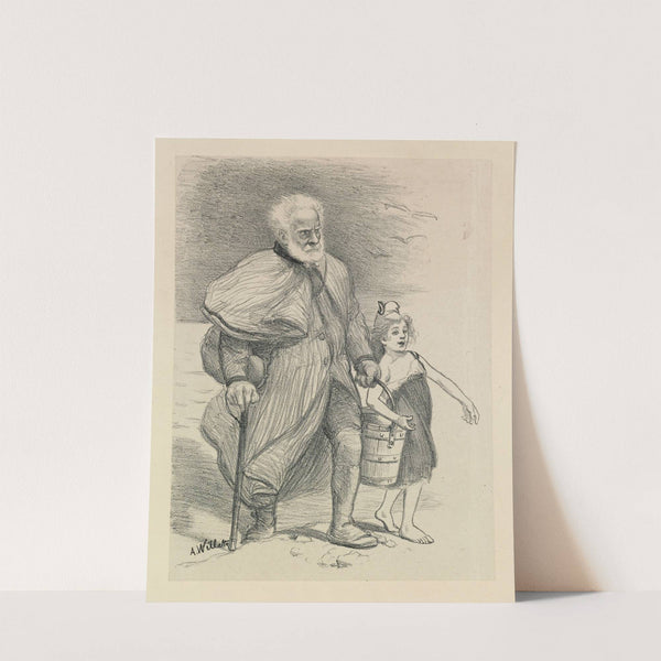 Comme Jean Valjean aidait Cosette, Victor Hugo a aidé la jeune Marianne (1893) by Adolphe Léon Willette