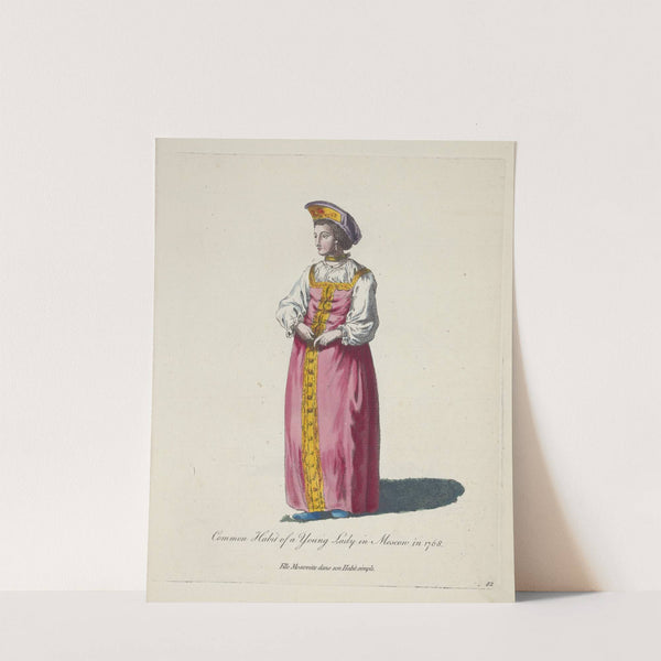 Common habit of a young lady in Moscow in 1768. Fille Moscovitte dans son habit simple. (1757-1772) by Charles Grignion
