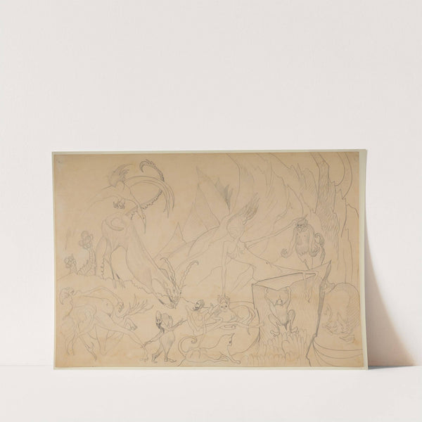 Composition – fantastic figures and animals with a landscape in the background (1921) by Stanisław Ignacy Witkiewicz