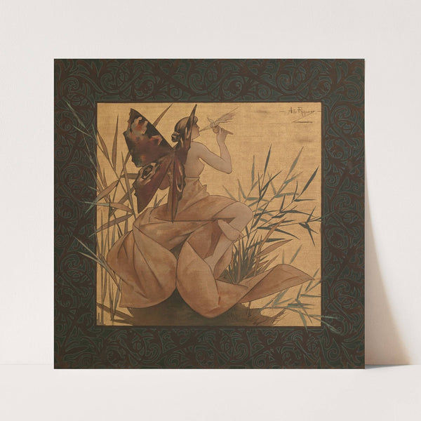 Composition with winged nymph blowing amongst reeds (1887) by Alexandre de Riquer