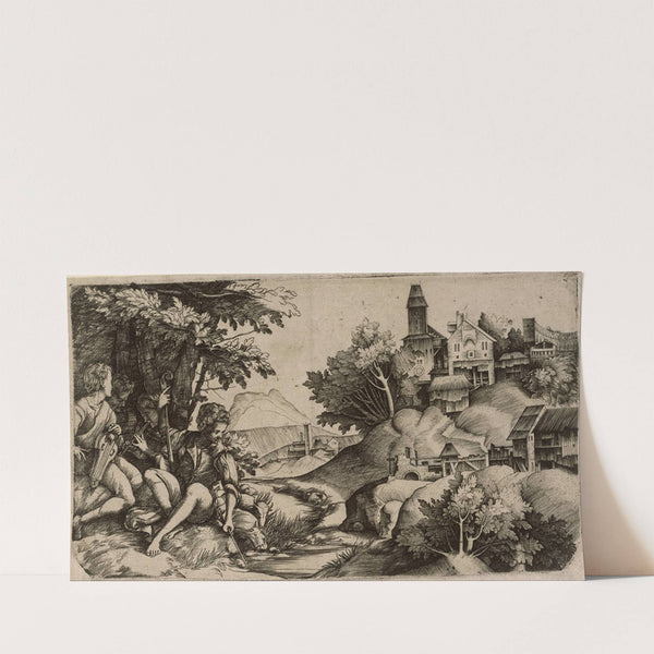 Concert by a brook (1516 - 1517) by Giulio Campagnola