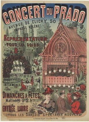 Concert du Prado, Avenue de Clichy, 50 (Impasse Hélène). Représentation tous les soirs (1885)