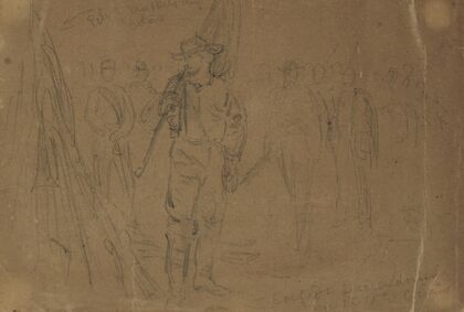 Confeds surrendering muskets and colors
