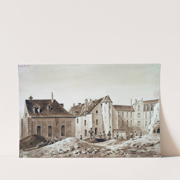 Construction de la bibliothèque Sainte-Geneviève, sur une partie des terrains occupés par le collège Sainte-Barbe. by Auguste-Sébastien Bénard