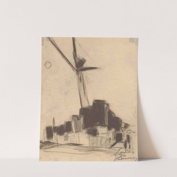 Construction Site with a Tall Crane in Paris by Zolo Palugyay