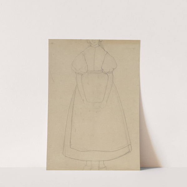 Contourtekening van een staand meisje by Jan Veth