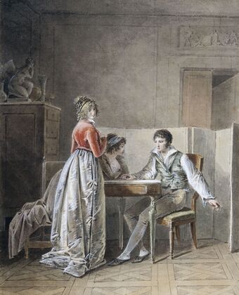 Conversation dans un intérieur