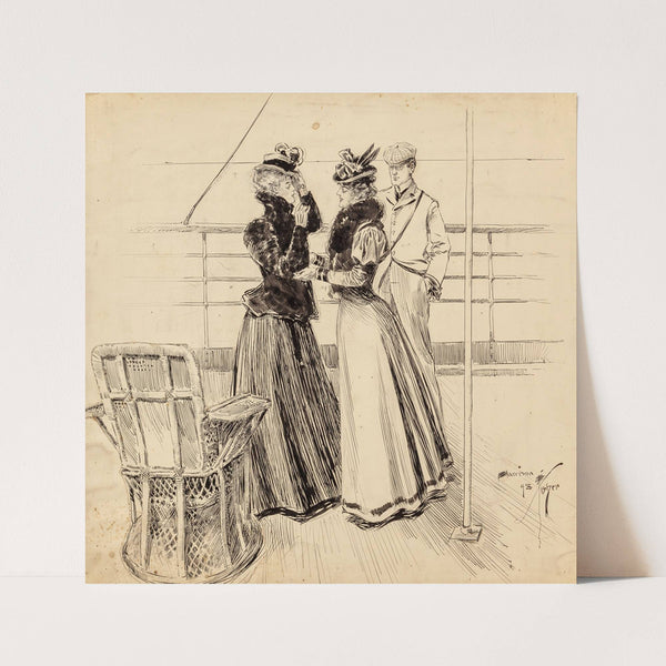 Conversations by the Sea (1898) by Harrison Fisher