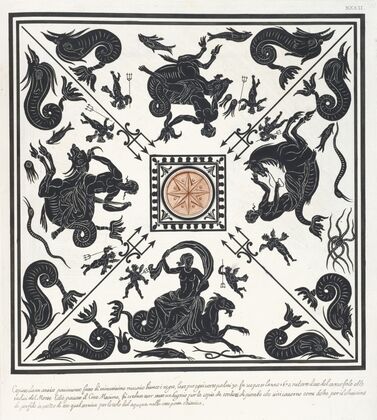 Copiato da un antico pavimento fatto minutissimo musaico bianco é negro — size preview