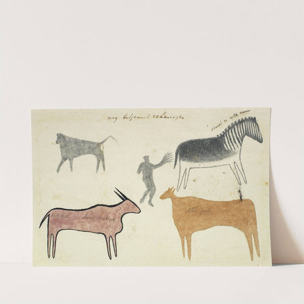 Copies of San rock paintings depicting creatures (1777) by Robert Jacob Gordon