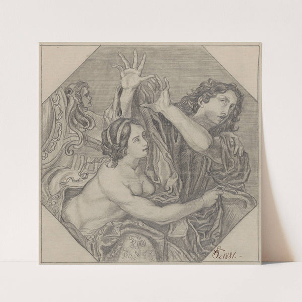 Copy of the painting by Carlo Cignani ‘Joseph and Potiphar’s Wife’ (1680) (1881) by Stanisław Wyspiański