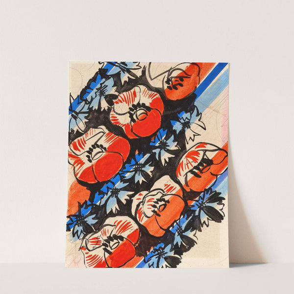 Coquelicots et bleuets sur fond noir by Raoul Dufy